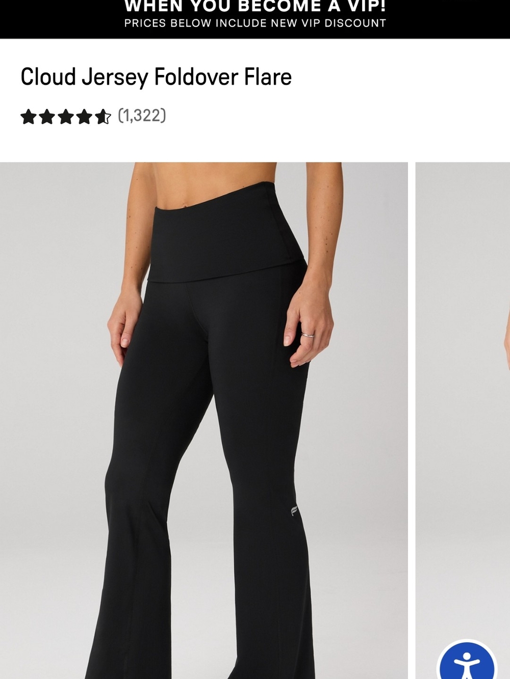 Cloud Jersey Foldover Flare Black Pants Fabletics Size M Regular - Picture 2 of 6